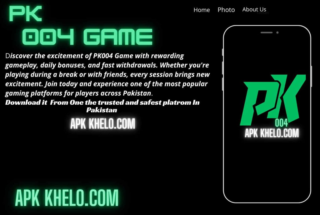 PK004 Game promotional poster featuring download, registration, bonuses, and rewards for Pakistani players in 2026.