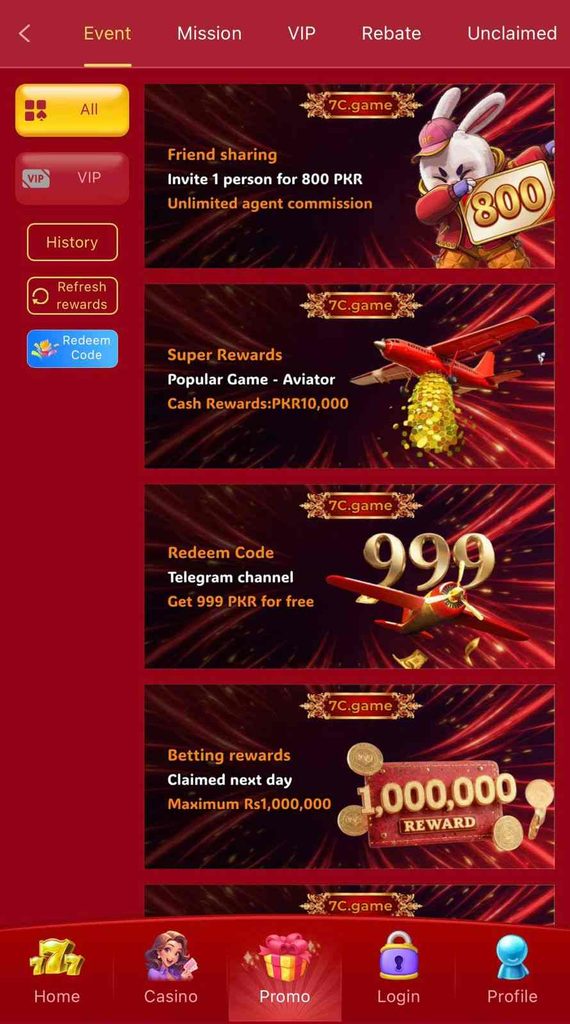 7C.Game bonuses and promotions section