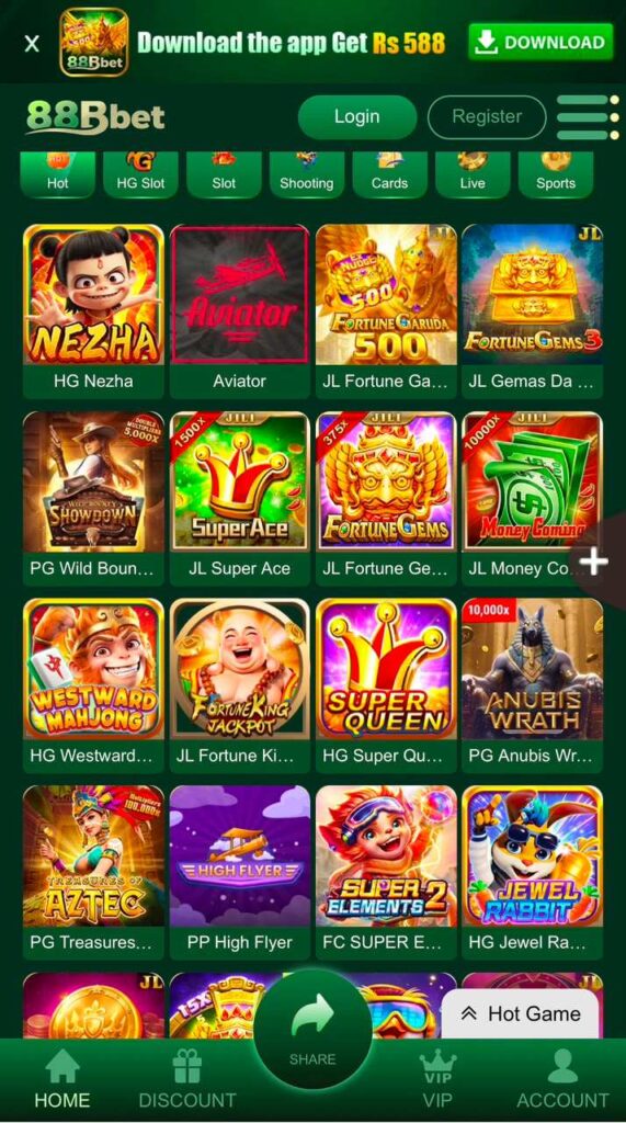 8 Bet Game categories and games