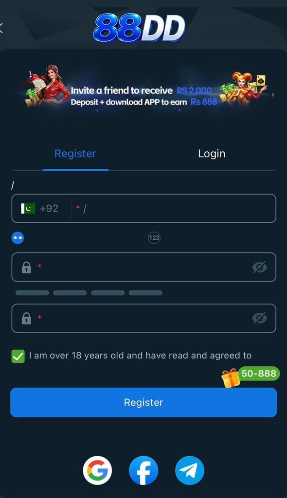 88DD Game registration page