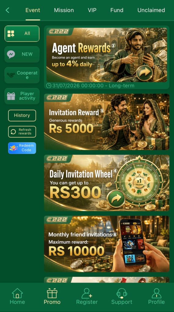 C222 Game bonuses and promotions 2026
