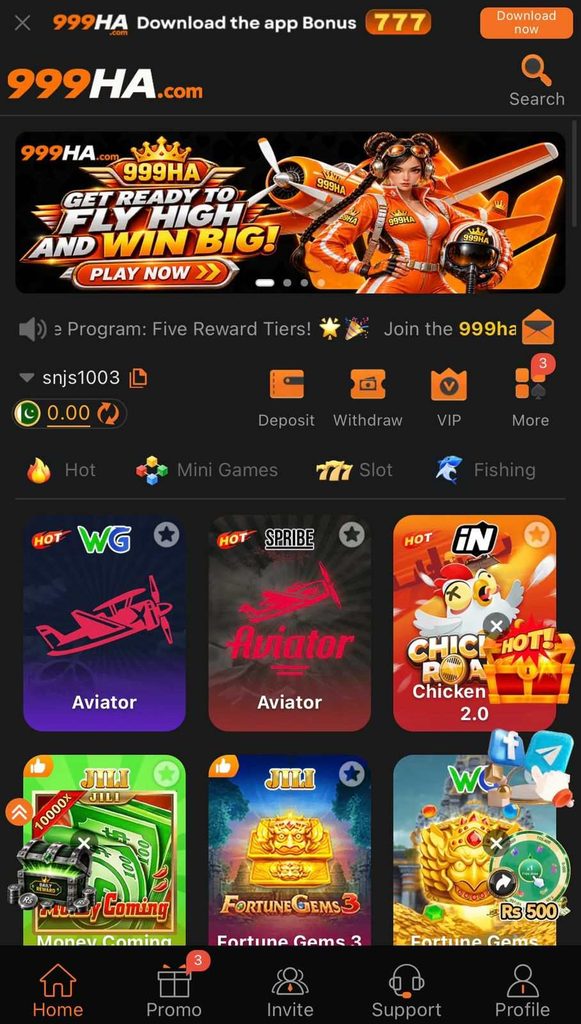 999HA Game categories and gaming options