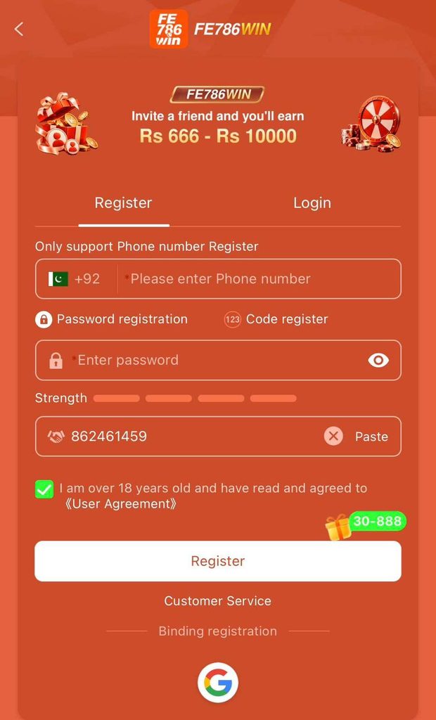 FE786WIN Game registration guide for new users
