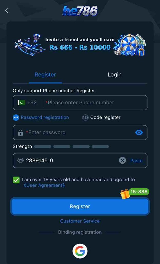 HE786 Game registration and account creation