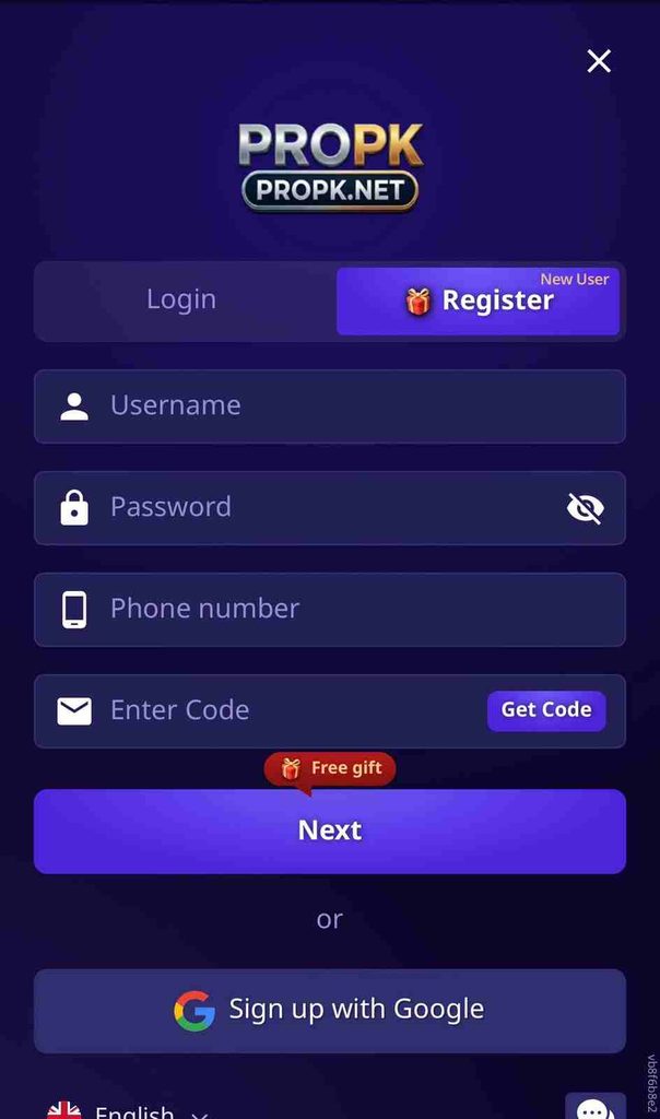PROPK Game registration and account creation