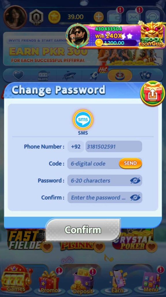 Svip Club Game registration screen